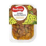 Packaged Golden Jumbo Raisins with Bodrum brand on a white background