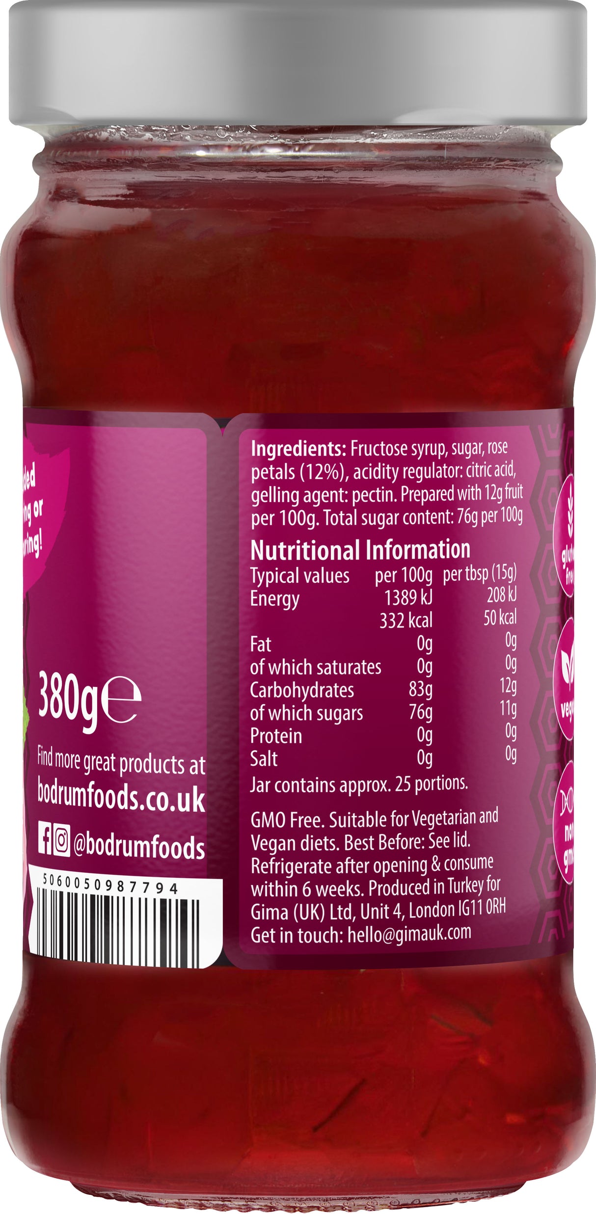 Bodrum Rose Jam 380g