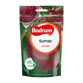 Bodrum Sumac packaging with red sumac seeds on a white background