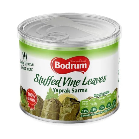 Can of Bodrum Stuffed Vine Leaves on a white background