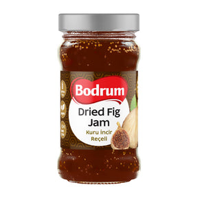 Jar of Bodrum Dried Fig Jam on a white background