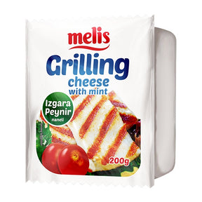 Melis grilling cheese with mint packaging on a white background