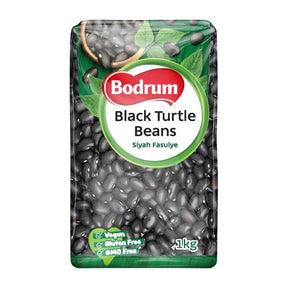 Packaging of Bodrum Black Turtle Beans on a white background