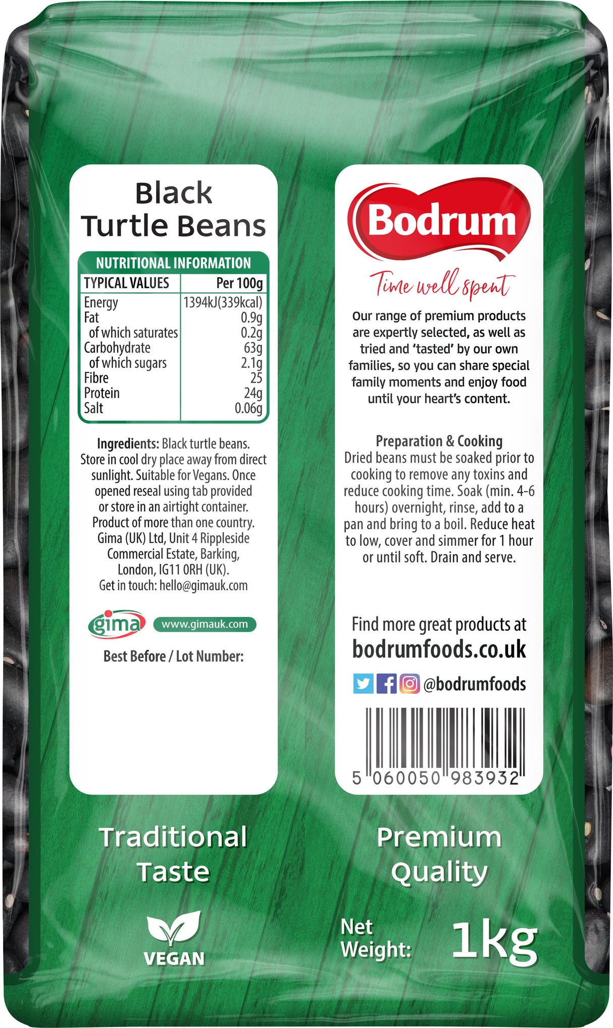 Bodrum Black Turtle Beans 1kg