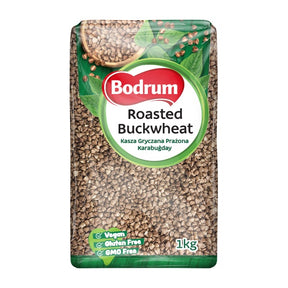 Bodrum roasted buckwheat package on a white background