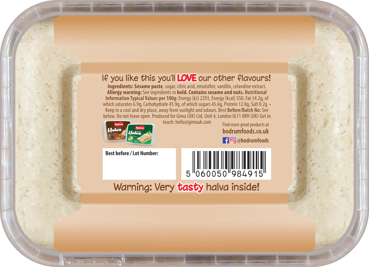 Bodrum Tahini Plain Halva 350g