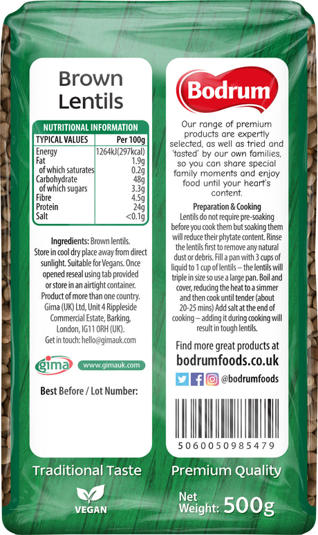 Bodrum Brown Lentils 500g