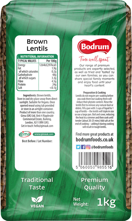 Bodrum Brown Lentils 1kg