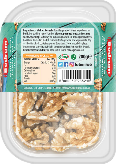 Bodrum Hand Cracked Chilean Walnut Kernels 200g