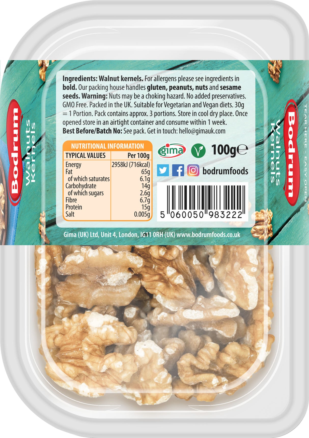 Bodrum Hand Cracked Chilean Walnut Kernels 100g