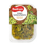 Packaged green sultana raisins with Bodrum branding on a white background