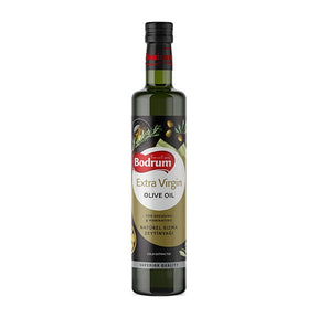 Bottle of Bodrum Extra Virgin Olive Oil on a white background
