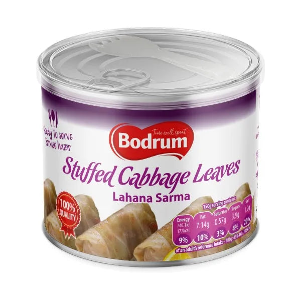 Can of Bodrum Stuffed Cabbage Leaves on a white background
