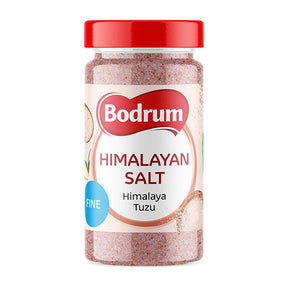 Jar of Bodrum Himalayan salt on a white background