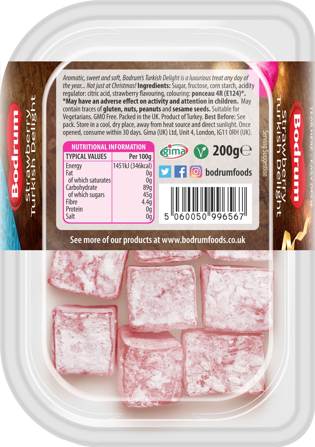 Bodrum Strawberry Turkish Delight 200g