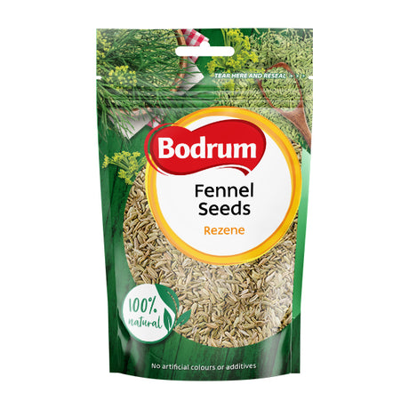 Packaging of Bodrum Fennel Seeds with green background