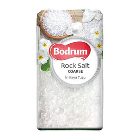 Bodrum rock salt packaging with a white background