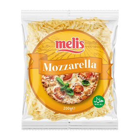 Packaged mozzarella cheese with Melis branding on a white background