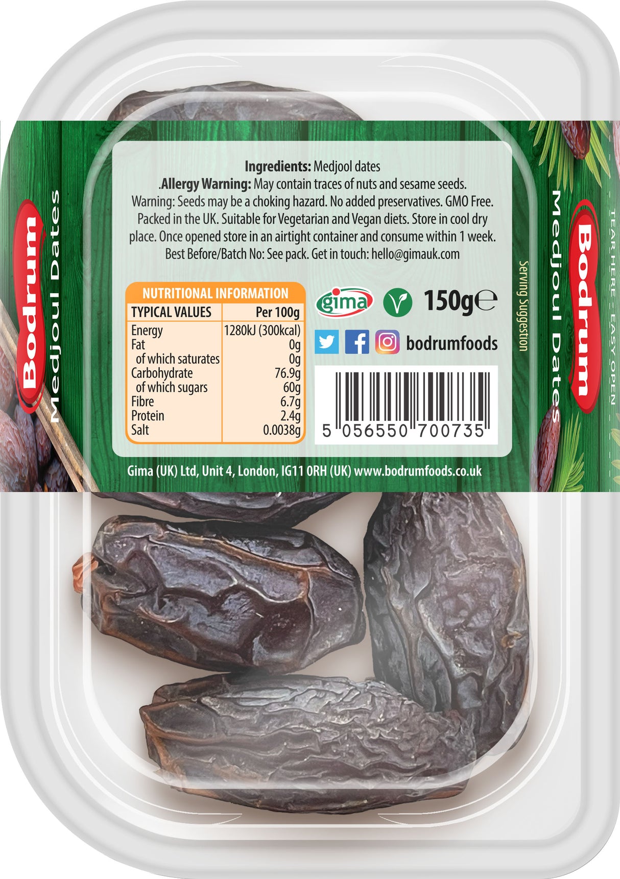 Bodrum Medjool Dates with Stones 150g