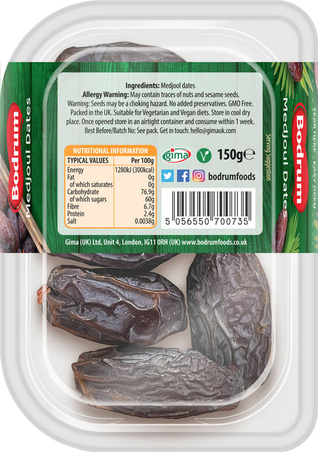 Bodrum Medjool Dates with Stones 150g