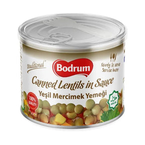 Can of Bodrum Canned Lentils in Sauce on a white background