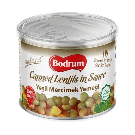 Can of Bodrum Canned Lentils in Sauce on a white background