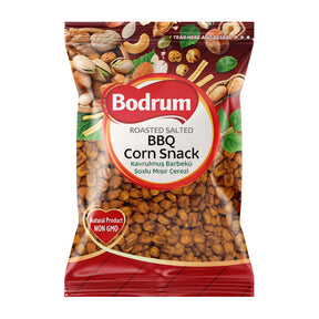 600g pack of Bodrum Foods BBQ Roasted Corn, crunchy seasoned maize snacks for parties