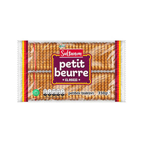 Packaged snack with Sultanim Petit Beurre branding on a white background