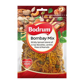 Packaged Bombay Mix with Bodrum logo on a white background