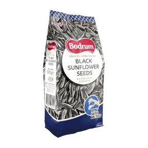 Bag of Bodrum Black Sunflower Seeds on a white background