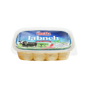 Packaged labneh with meliés branding on a white background