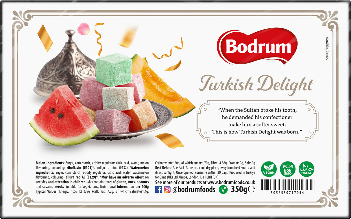 Bodrum Luxury Turkish Delight Melon Mix 350g