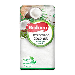 Bodrum desiccated coconut packaging on a white background