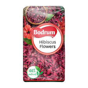 Packaging of Bodrum Hibiscus Flowers with floral design on a white background