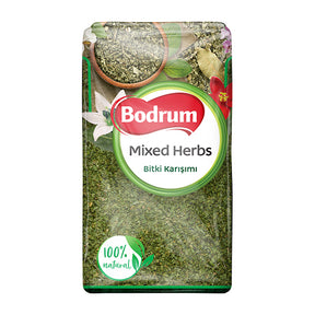 Packaging of Bodrum mixed herbs on a white background