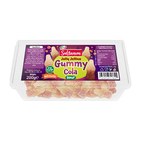200g bag of Sultanim Jolly Jellies Sour Gummy Cola, fizzy sugar-coated cola bottle sweets