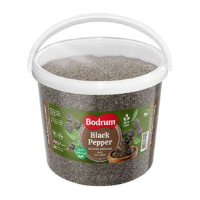 Bucket of Bodrum Black Pepper on a white background