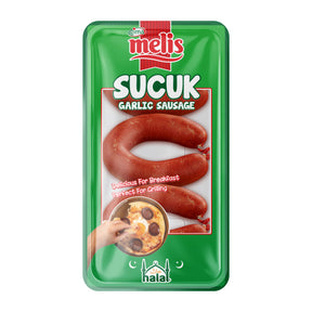 Melis Sucuk Garlic Sausage packaging on a white background