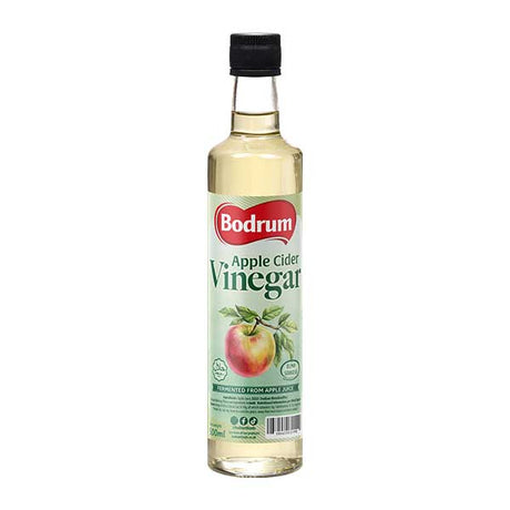 Bottle of Bodrum apple cider vinegar on a white background