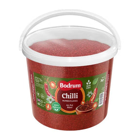 Bucket of Bodrum Chilli Pepper Flakes on a white background